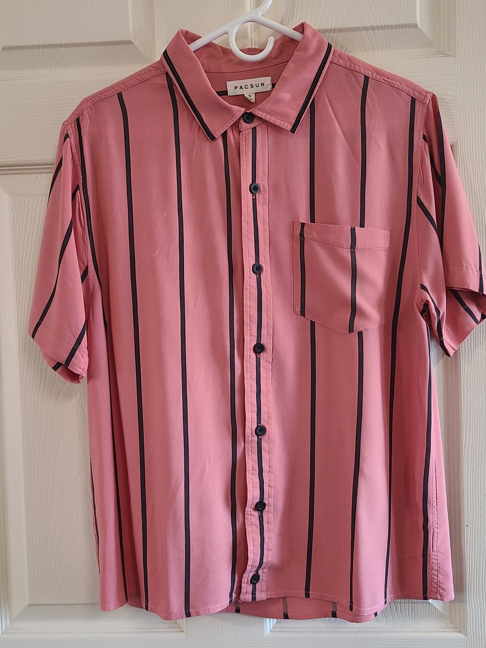 Pacsun Men's Pink Vertical Stripe Shirt